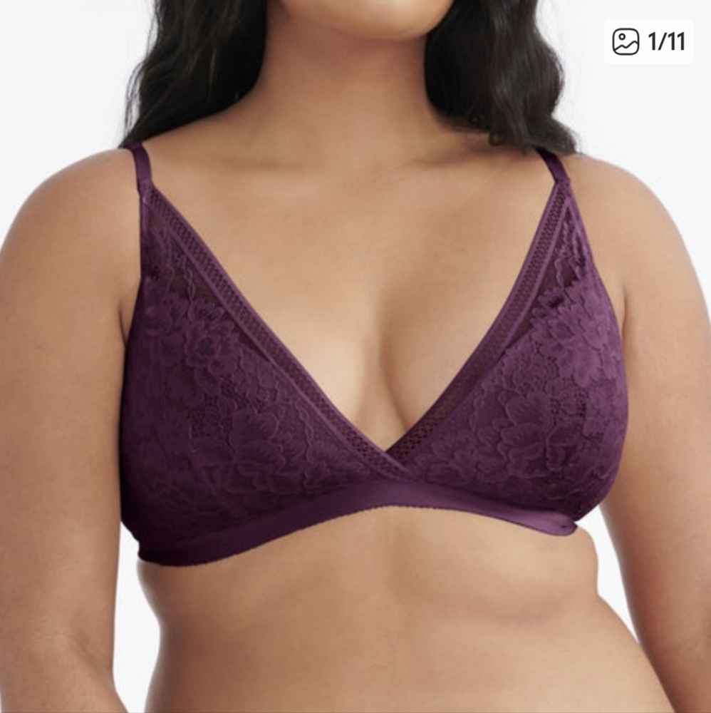 Knix New With Tags Deep V Lace Bralette Deep Purple Medium
